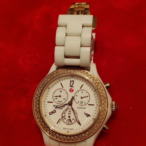 Michele White Ceramic Rose Gold Diamond watch. main image 10